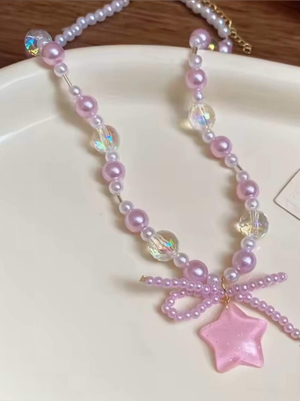 Pink Star Charm Beaded Y2K Cottagecore Coquette Women’s Necklace Kawaii Japan